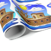 Fischboot Cartoon Geschenkpapier (Rolleneckpunkt)