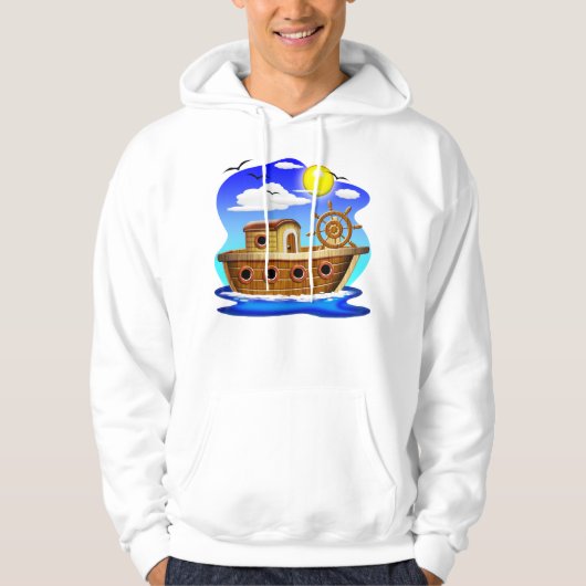 Fischboot Cartoon Hoodie (Vorderseite)