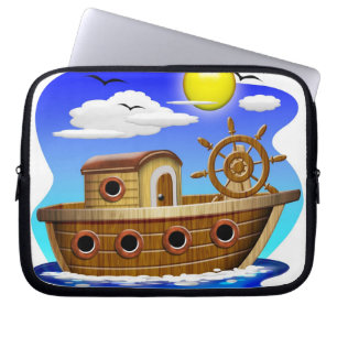 Fischboot Cartoon Laptopschutzhülle