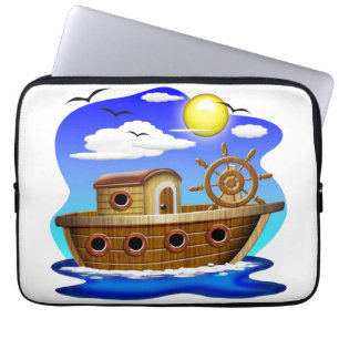 Fischboot Cartoon Laptopschutzhülle