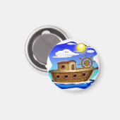 Fischboot Cartoon  Magnet (Vorderseite/Rückseite)