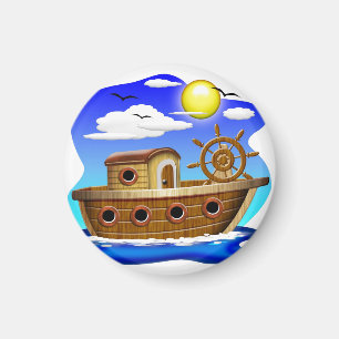 Fischboot Cartoon Magnet
