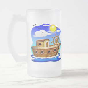Fischboot Cartoon Mattglas Bierglas