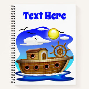 Fischboot Cartoon Notizblock