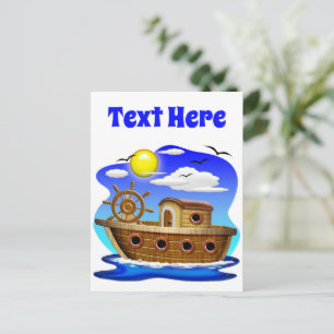 Fischboot Cartoon  Postkarte
