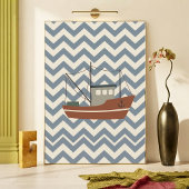 Fischboot Chevron Blau Jungen Kinderzimmer Kunstpr Poster