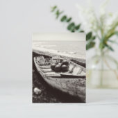 Fischboot schwarz und weiß postkarte (Stehend Vorderseite)