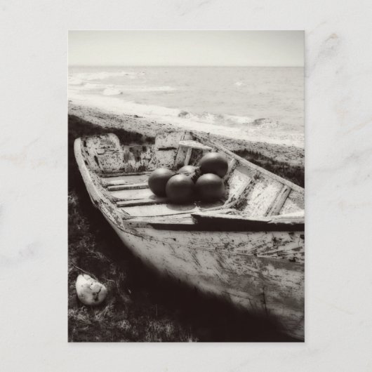 Fischboot schwarz und weiß postkarte (Vorderseite)