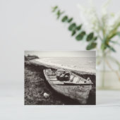 Fischboot schwarz und weiß postkarte (Stehend Vorderseite)
