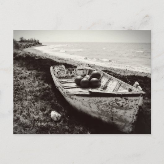 Fischboot schwarz und weiß postkarte (Vorderseite)