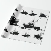 Fischboot-Silhouetten-Muster-Geschenkpapier Geschenkpapier (Ungerollt)