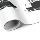 Fischboot-Silhouetten-Muster-Geschenkpapier Geschenkpapier (Rolleneckpunkt)