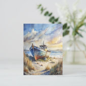 Fischboot Strand Ozean Küste Küstennautik Postkarte (Stehend Vorderseite)