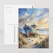 Fischboot Strand Ozean Küste Küstennautik Postkarte (Vorne/Hinten)