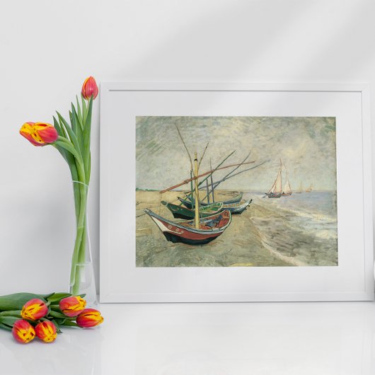 Fischboote am Strand von Vincent van Gogh Poster
