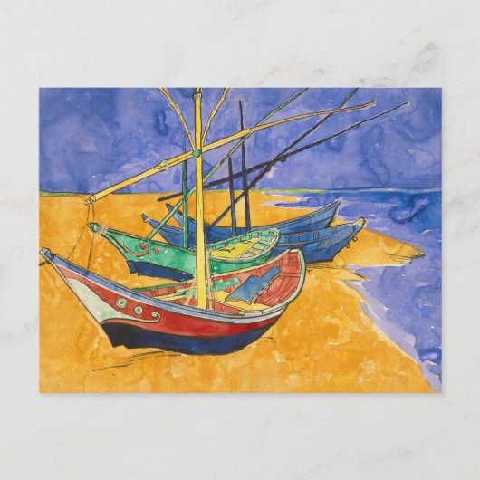 Fischboote am Strand von Vincent Van Gogh Postkarte (Vorderseite)