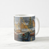 Fischboote im Hafen Weihnachten Kaffeetasse (VorderseiteRechts)