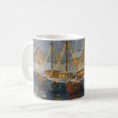 Fischboote im Hafen Weihnachten Kaffeetasse (Vorderseite Links)