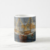 Fischboote im Hafen Weihnachten Kaffeetasse (Mittel)