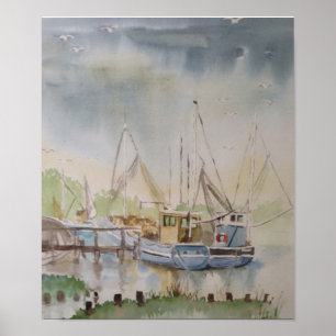 Fischboote im Rye Harbour East Sussex England Poster