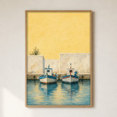 Fischboote in einem winzigen Hafen Wasserfarbenpos Poster