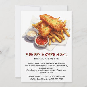 Fischbraten & Chips – Informelle Seafood-Party-Ein Einladung