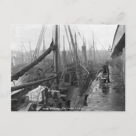 Fischdocks, Grimsby, Anfang des 20. Jahrhunderts Postkarte (Vorderseite)