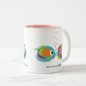 Fische 11 Unze küssen. Keramik-Tasse Zweifarbige Tasse (VorderseiteRechts)