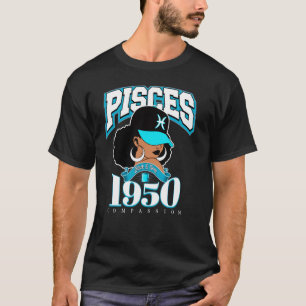 Fische 1950 Astro Jahr Melanierte Königin Afro Göt T-Shirt