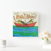 Fische ahoi! quadratische wanduhr (Zuhause)