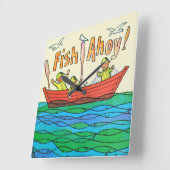 Fische ahoi! quadratische wanduhr (Winkel)