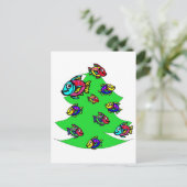 Fische am Weihnachtsbaum Feiertagspostkarte (Stehend Vorderseite)