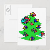 Fische am Weihnachtsbaum Feiertagspostkarte (Vorne/Hinten)