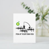 FISCHE AUF EIGENES RISIKO POSTKARTE (Stehend Vorderseite)