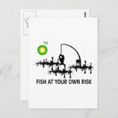 FISCHE AUF EIGENES RISIKO POSTKARTE (Vorne/Hinten)