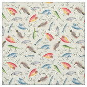 Fische auf hellgelben Flächen Stoff (Muster)