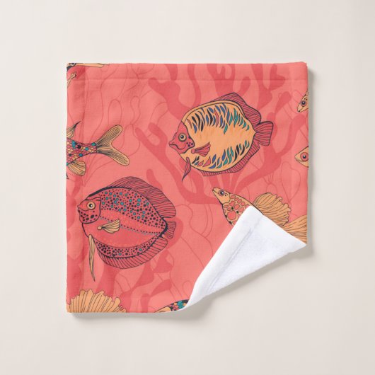 Fische auf lebendem Korallenhintergrund Badhandtuch Set (Waschlappen)