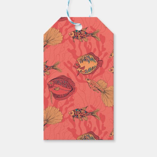 Fische auf lebendem Korallenhintergrund Geschenkanhänger (Vorderseite)