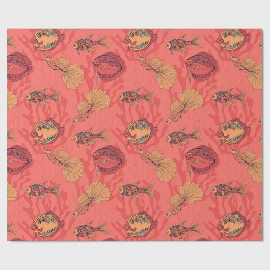 Fische auf lebendem Korallenhintergrund Geschenkpapier (Flach)