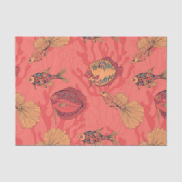 Fische auf lebendem Korallenhintergrund Seidenpapier