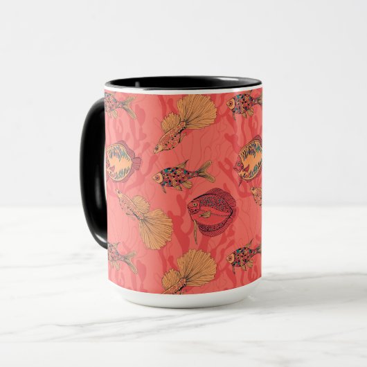 Fische auf lebendem Korallenhintergrund Tasse (Vorderseite Links)