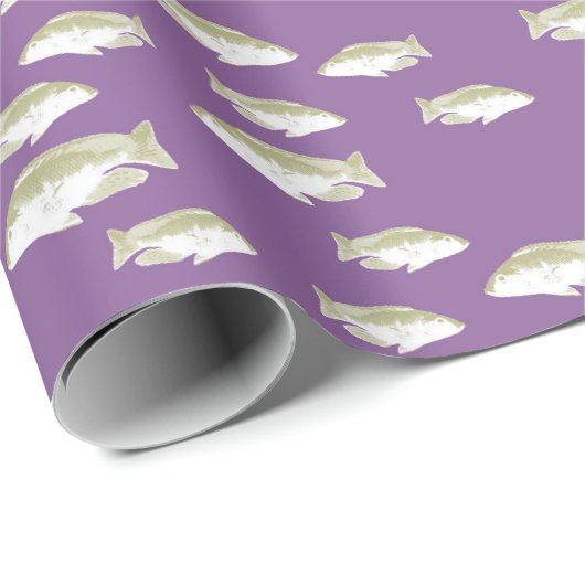 Fische auf lila geschenkpapier (Rolleneckpunkt)