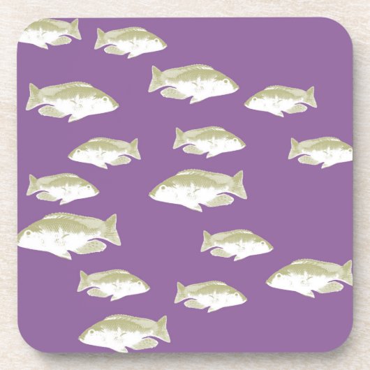 Fische auf lila getränkeuntersetzer (Vorderseite)