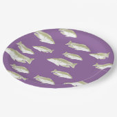Fische auf lila pappteller (Schrägansicht)