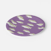 Fische auf lila pappteller (Schrägansicht)