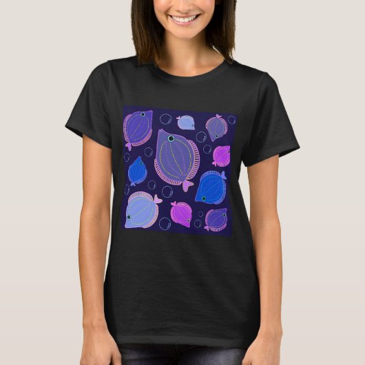 Fische auf Schwarz T-Shirt (Vorderseite)