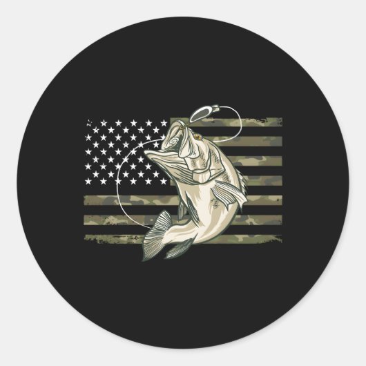 Fische aus der amerikanischen Flagge: Camouflage Runder Aufkleber (Vorderseite)