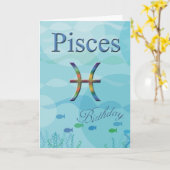 Fische Birthday-Blue Ozeane Karte (Gelbe Blume)