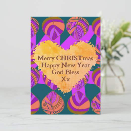 Fische Blätter Lila Grün Orange Weihnachten (Stehend Vorderseite)