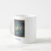 Fische Blau Himmelssternzeichen Kaffeetasse (Vorderseite Links)